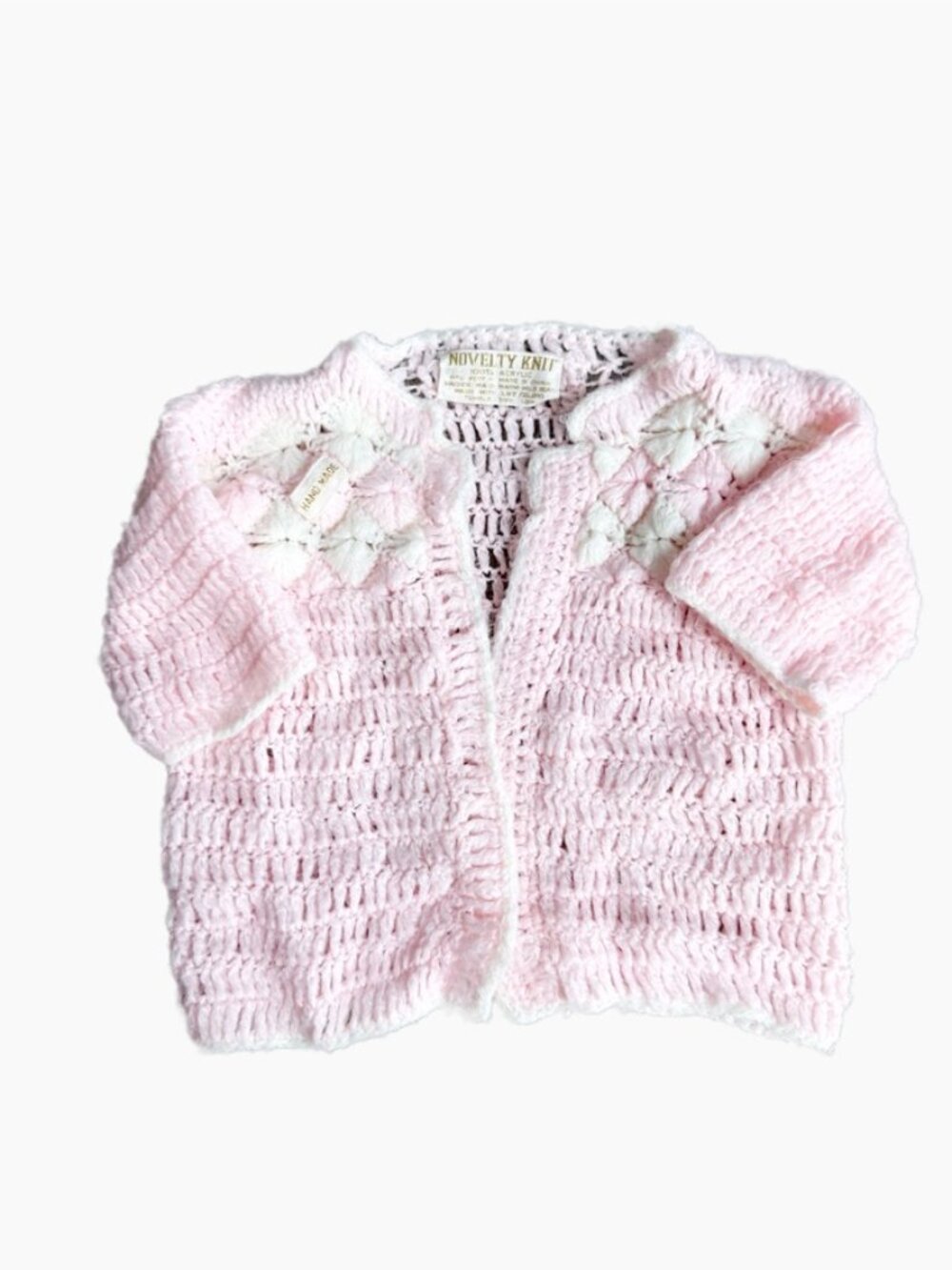 NOVELTY KNIT HAND KNIT PINK CROCHET CARDIGAN BABY GIRL